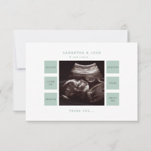 Cute Sage Ultrasound Baby Shower Thank You Card