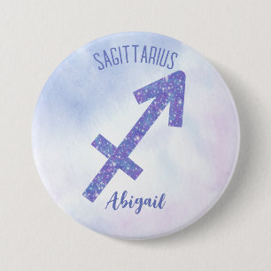 Cute Sagittarius Astrology Sign Custom Purple 7.5 Cm Round Badge
