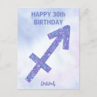 Cute Sagittarius Sign Custom Purple Happy Birthday