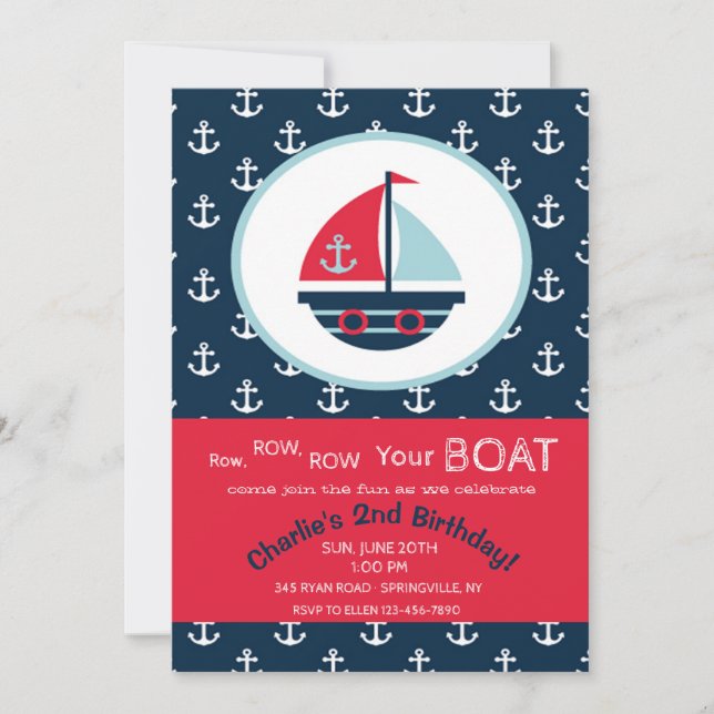 Cute Sailboat Invitation (Front)