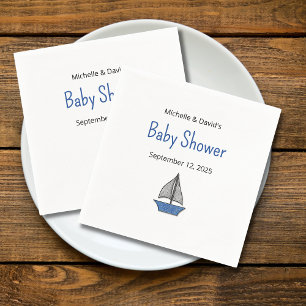 Cute Sailboat Nautical Baby Boy Couples Shower Napkin