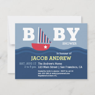 Cute Sailboat Nautical baby shower Invitation