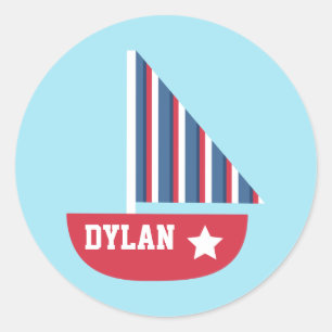 Cute Sailboat Nautical For Little Sailors Classic Round Sticker
