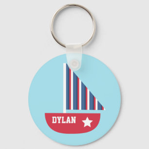 Cute Sailboat Nautical For Little Sailors Key Ring