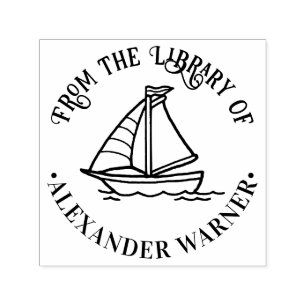 Cute Sailboat Nautical Library Book Name Self-inking Stamp
