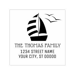 Cute Sailboat Nautical Name Return Address #2 Self-inking Stamp