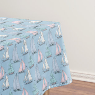 Cute Sailboat Pattern 1 2 Tablecloth