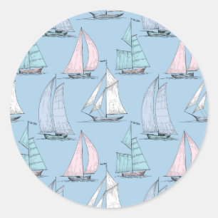 Cute Sailboat Pattern 1 Classic Round Sticker