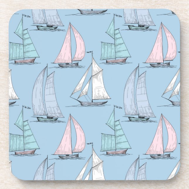 Cute Sailboat Pattern 1 Coaster (Front)
