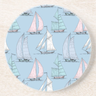 Cute Sailboat Pattern 1 Coaster