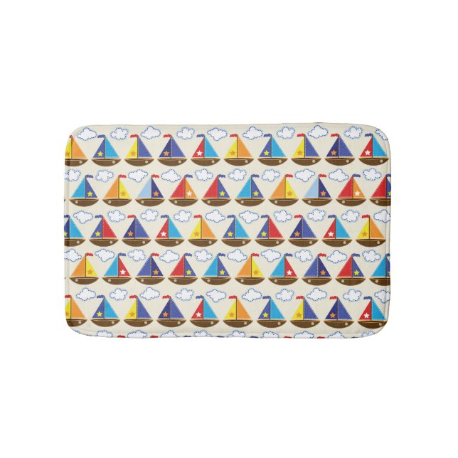 Cute Sailboat Pattern 2 Bath Mat (Front)