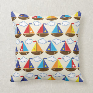 Cute Sailboat Pattern 2 Cushion