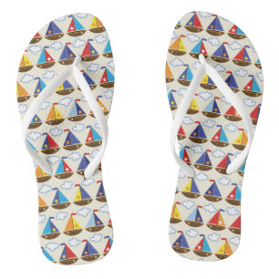 Cute Sailboat Pattern 2 Flip Flops