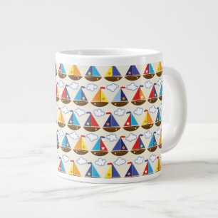 Cute Sailboat Pattern 2 Large Coffee Mug