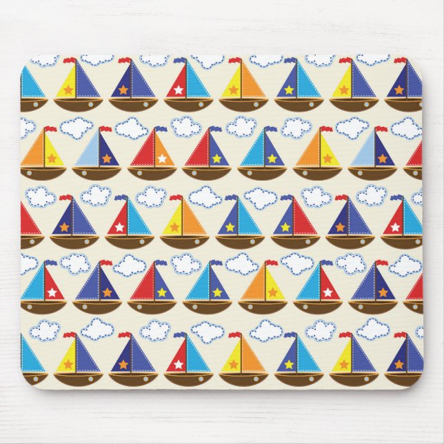 Cute Sailboat Pattern 2 Mouse Mat (Front)