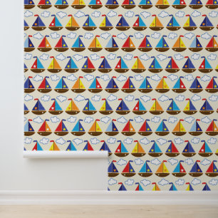 Cute Sailboat Pattern 2 Wallpaper