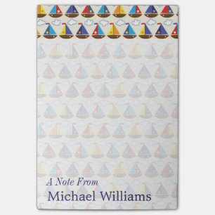 Cute Sailboat Pattern Add Your Name Post-it Notes