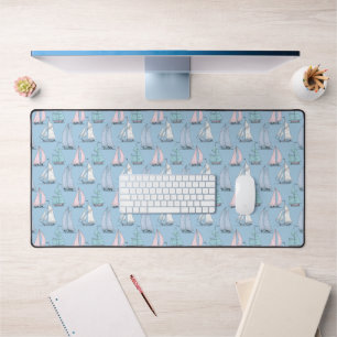 Cute Sailboat Pattern Desk Mat