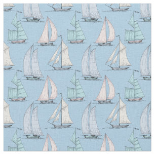 Cute Sailboat Pattern   Monogram 2 Fabric