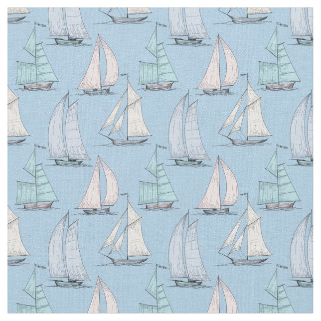 Cute Sailboat Pattern | Monogram 2 Fabric (Close Up)