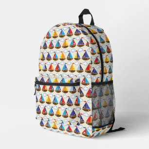 Cute Sailboat Pattern Printed Backpack