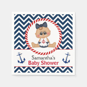Cute Sailor Girl Nautical Baby Shower Napkin