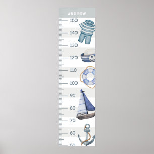 Cute Sailor Nautical Boat Growth Charts