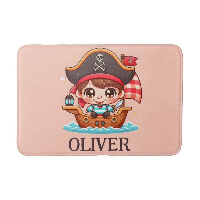 Cute Sailor Pirate Kid Bath Mat (Front)
