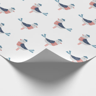 Cute Sailor Seagulls on white Wrapping Paper