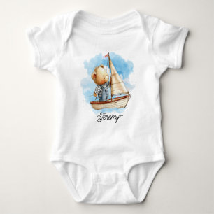 Cute Sailor Teddy Bear Baby Bodysuit