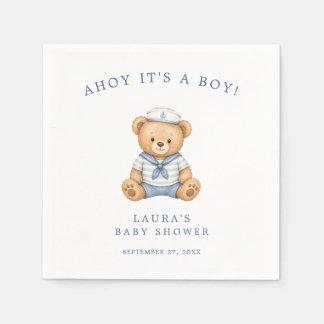 Cute Sailor Teddy Bear Nautical Baby Boy Shower  Napkin