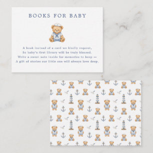Cute Sailor Teddy Bear Nautical Books For Baby Enclosure Card