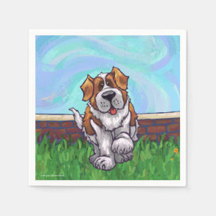 Cute Saint Bernard Birthday Napkin