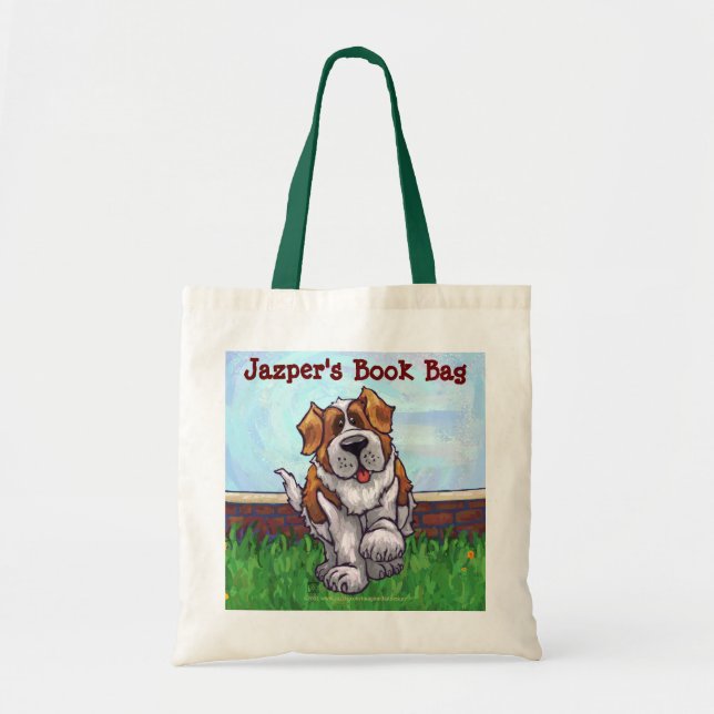 Cute Saint Bernard Book Bag (Front)