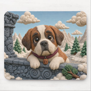 Cute Saint Bernard Puppy, Baby Dog Mouse Mat