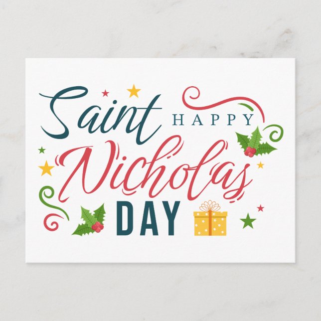 Cute Saint Nicholas Day Holiday Postcard (Front)