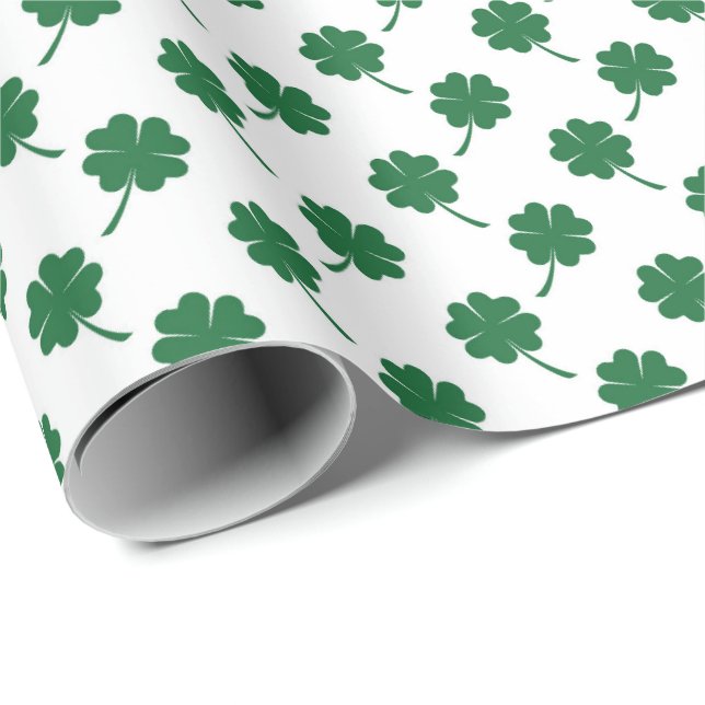 Cute Saint Patrick's day four leaf clover Wrapping Paper (Roll Corner)