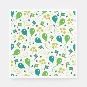 Cute Saint Patrick's Day Green Balloons Flags Fun Napkin