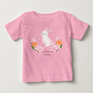 Cute Sakura and White Rabbit Pink Japanese Style c Baby T-Shirt