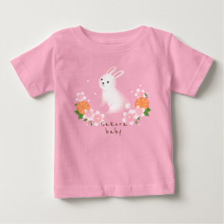 Cute Sakura and White Rabbit Pink Japanese Style c Baby T-Shirt