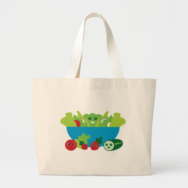 Cute Salad Large Tote Bag (Front)