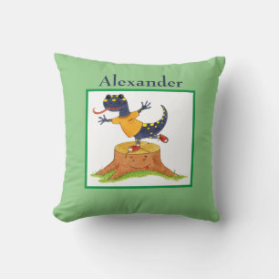 Cute Salamander Children's Custom Watercolor Cushion