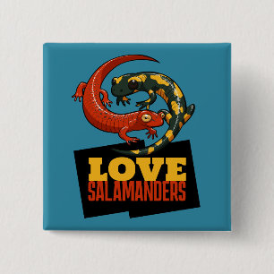 Cute Salamander Love Salamanders Fan Cartoon 15 Cm Square Badge