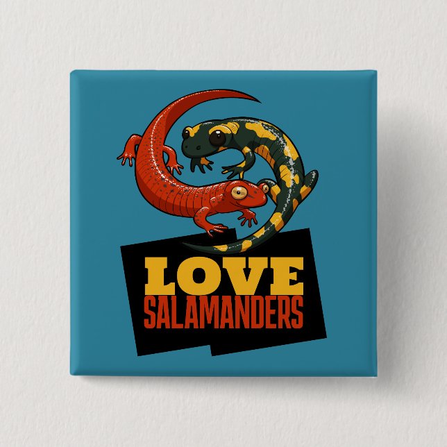 Cute Salamander Love Salamanders Fan Cartoon 15 Cm Square Badge (Front)