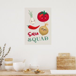 Cute Salsa Squad Vegetable Illustration Poster