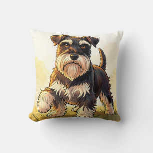 Cute Salt and Pepper Schnauzer Puppy Cushion