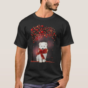 Cute Samoyed Couple Valentine Love Tree  Dogs Hear T-Shirt