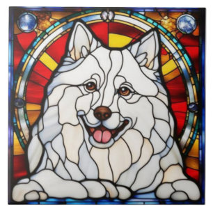 Cute Samoyed Decorative Ceramic Tile