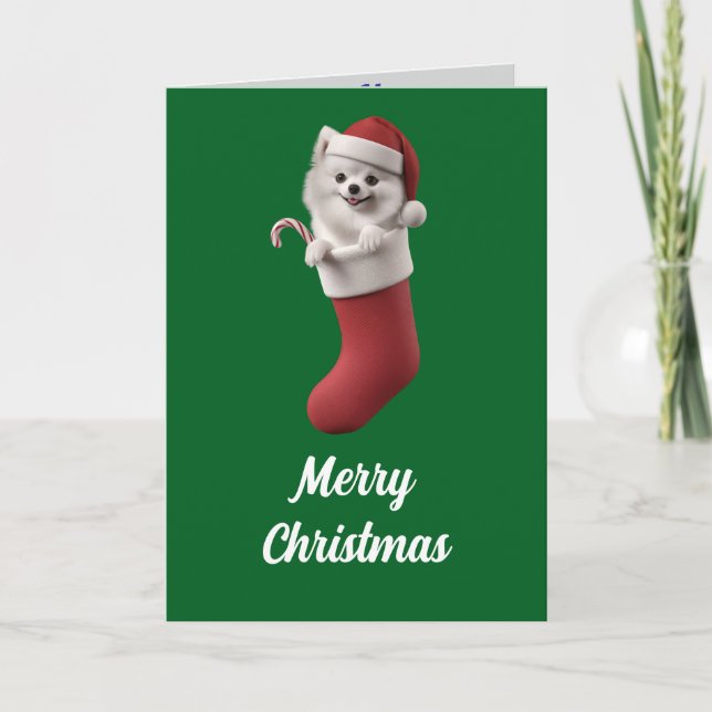 Cute Samoyed Dog Christmas  Card (Front)