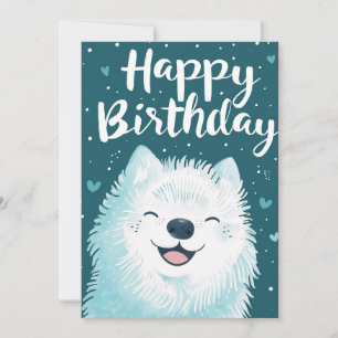 Cute Samoyed Happy Birthday Holiday Card